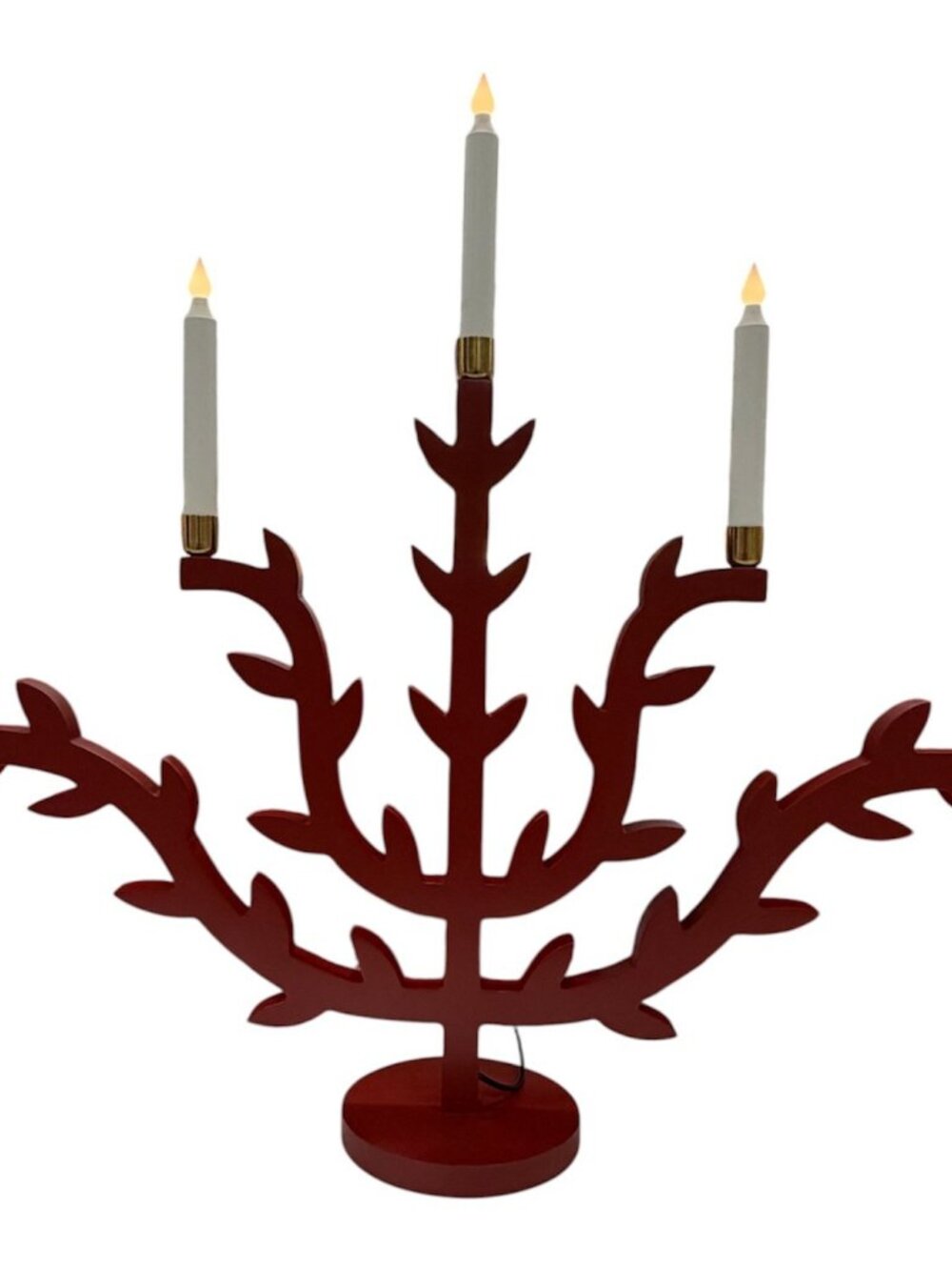 New IKEA STRALA LED Candelabra Wood Leaf Red 706.352.15